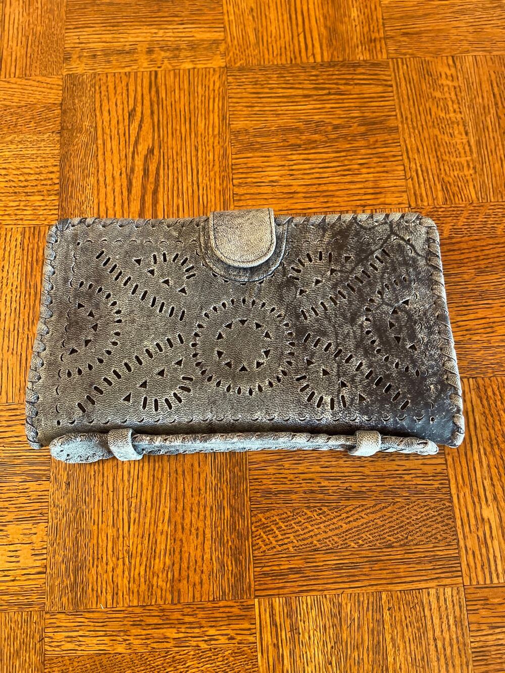CLEOBELLA MEXICANA HAND TOOLED LEATHER WALLET CLUTCH